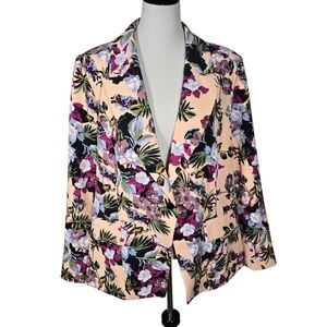 Nina Parker Plus 3X Peach Floral Printed Blazer